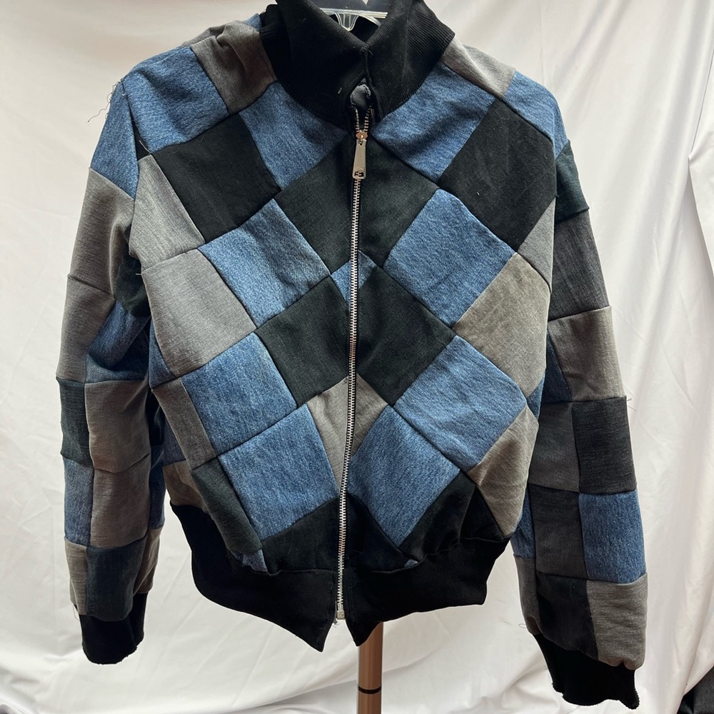Colorblock Bomber Jacket - Black, Blue, Gray